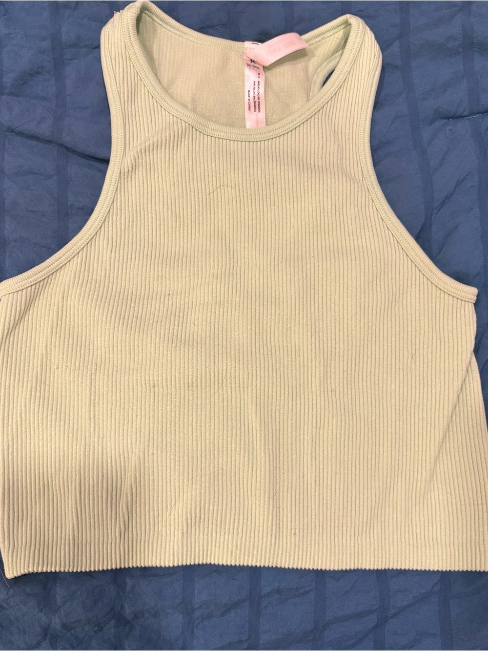 Love Tree Ribbed Cropped Tank Top - Mint Green